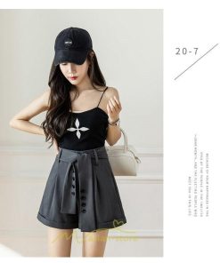 ショートパンツ | パンツ 無地 ベルト 美脚 カジュアル シンプル レディース 春 夏 新作 2022 ボトムス 短パン ゆったり ズボン 日常 お出かけ