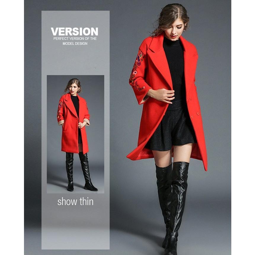 チェスターコート | コート レディースコート アウター ロング丈 刺繍 ロングコート 花柄 ゆったり 大人 上品 オフィス 通勤 長袖 お洒落 大きいサイズ