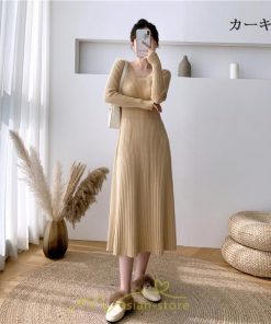 ニットワンピース | ワンピース 秋 秋服 レディース ニット ロングワンピース ロング 長袖 冬 冬服 Aライン 着痩せ 大人上品 お出かけ デート エレガント 送料無料 20代30代40代