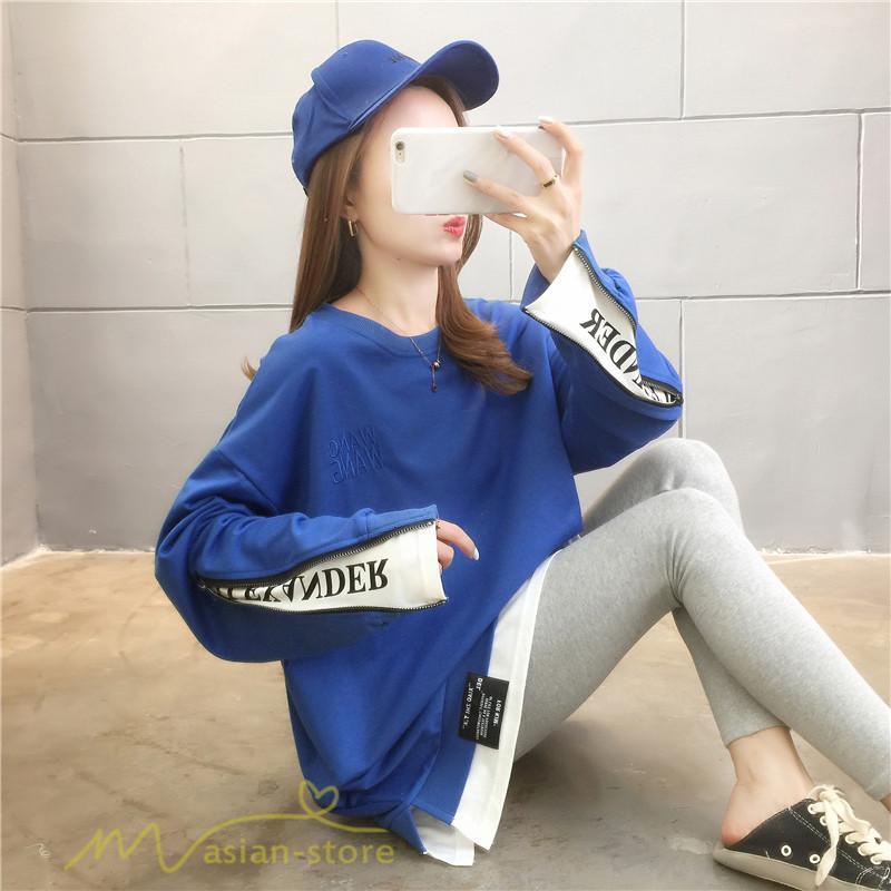 パーカー | トレーナー レディース 秋物 長袖フェイク ロングT 重ね着風 スウェット トップス 秋服 ゆったり 秋冬 大人 プルオーバー 20代30代40代50代60代