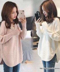 ニット・セーター | ニット レディース 秋 秋服 トップス セーター 秋服コーデ 長袖 Vネック オフィスカジュアル プルオーバー ゆったり 大きめ ラウンドヘム模様編みニット 冬服