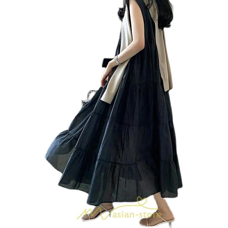 マキシ | 夏ワンピース ロングワンピース シフォンワンピース レディース ワンピ 体型カバー 50代 40代 30代 20代 可愛い 夏 春 大人 ノースリーブ 無地 涼しい