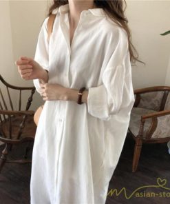 ワンピース | 長袖ロングシャツ20代30代 羽織り 無地 秋物 レディース ロングミモレ丈 大人 綿シャツ ワンピース ママ カジュアル 40代50代