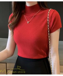 送料無料SALE | サマーニット レディース 半袖 トップス ストレッチ 無地 スリム ニット 可愛い セクシー 柔らか 大人 オフィス 洗えるニット 黒 夏服 夏物 女っぽい 白 OL