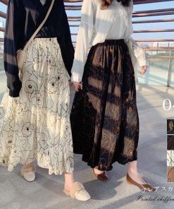 マキシスカート | 柄 ロングスカート 春 ウエストゴム スカート ミモレ丈スカート