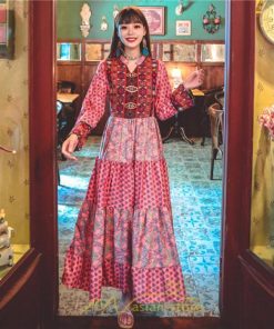 マキシ | ワンピース ロング 着やせ効果抜群 夏秋 長袖 他と被らない 刺繍 上品 きれいめ ロングワンピース マキシワンピ 舞台 演出 パーティー ダンス