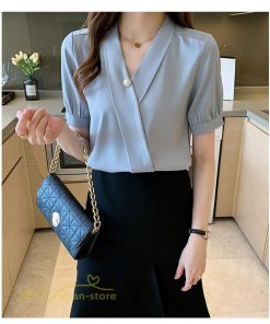 シャツ・ブラウス | レディースシャツ 半袖シャツ レディース 無地 Vネック サマーシャツ ブラウス 40代 大きいサイズ 着痩せ カジュアル 20代30代 オフィス フォーマル 韓国風