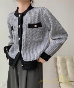 カーディガン | 2022秋冬ニットショート丈 レディース フロントボタン 羽織り ポケット アウター ニット セーター 大人 20代40代 やさしい 通学通勤 長袖