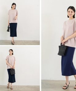 ロングスカート | バックスリット ニットスカート 無地