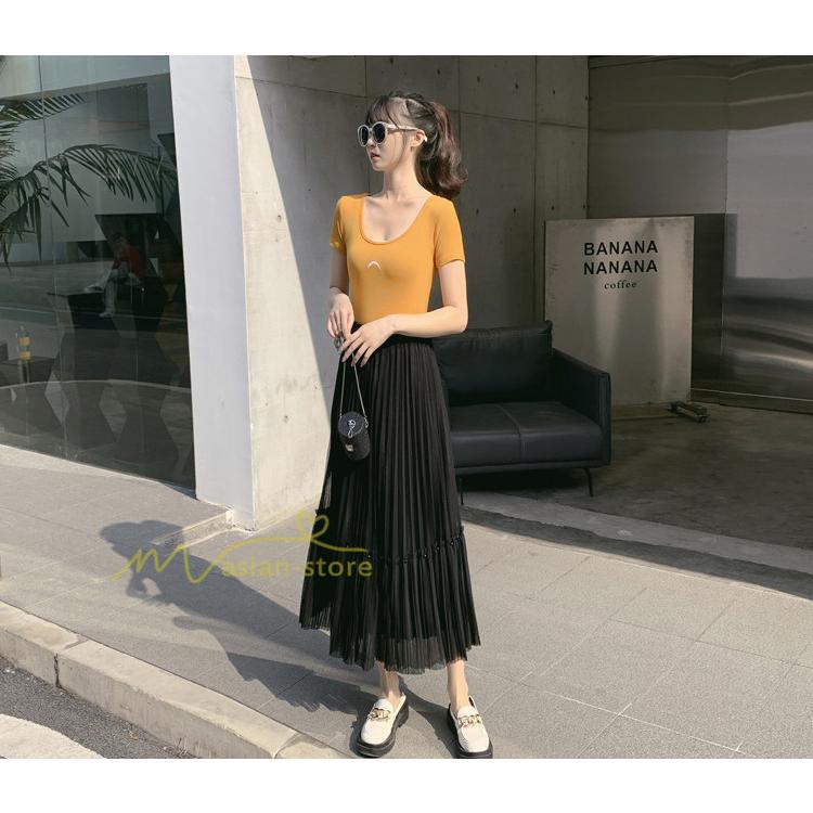 スカート | レディース チュール春夏 コーデ ウエストゴム ロングフレア着痩せ 通勤 マキシ カジュアル 20代30代40代50代 プリーツ