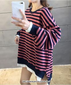 パーカー | 重ね着風トレーナー レディース 長袖 トップス カジュアル スウェット ボーダー柄 ゆったり トレーナー トップス 切り替え 可愛い きれいめ レイヤード風