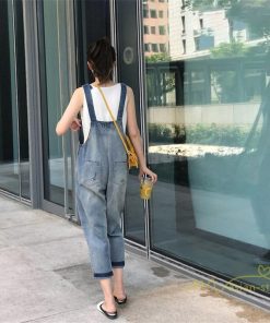 オーバーオール サロペット | サロペットパンツ オーバーオール デニム ゆったり ハイウエスト レディース カジュアル ヴィンテージ加工 無地 2020夏コーデ 復古風 デイリーコーデ
