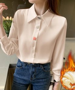 シャツ・ブラウス | レディースシャツ 秋冬 長袖 ブラウス 裏起毛 厚手 薄手 防寒 暖かい トップス 秋シャツ 冬シャツ フォーマル 厚手シャツ ビジネスシャツ 通学通勤 長袖シャツ