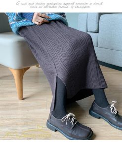 スカート | ニットマタニティウェア レディース 秋冬 コーデ 裾口スリット 妊婦服 産前産後 ハイウエスト マタニティスカート 大きいサイズ ゆったり ウエスト調整