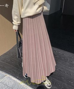 スカート | プリーツロング丈 プリーツ ロング2022 冬 秋 ニット 暖か  Aライン 着回し 通勤 出勤 おでかけ お出かけ デート 女子会 旅行