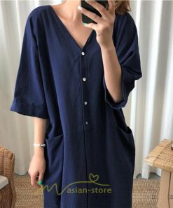 マキシ | ワンピース レディース 夏ワンピース 綿麻 五分袖 体型カバー 着痩せ 韓国風 30代 40代 50代 Vネック 通勤 OL デート キレイめ 新作 2022 お出かけ おしゃれ