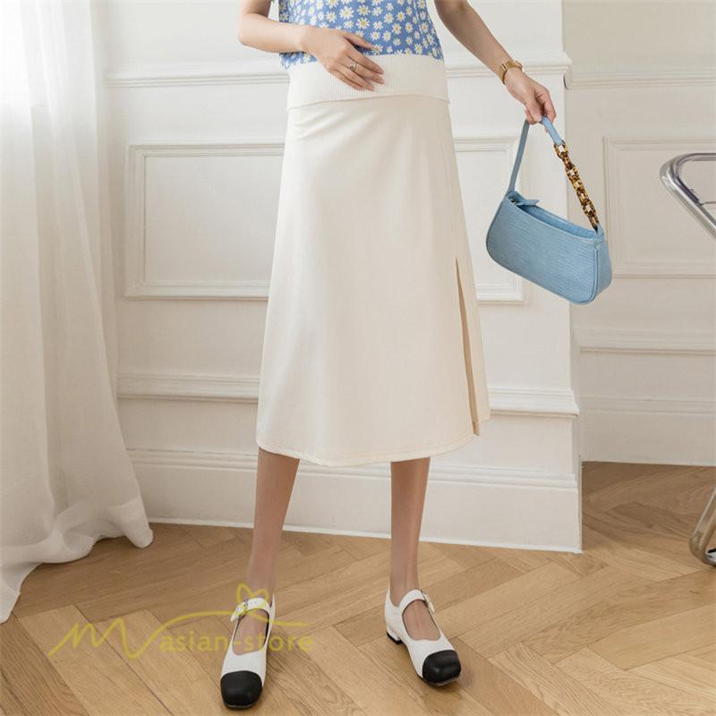 スカート | マタニティレディース 裾口スリット 上品 マタニティウェア 春 夏 大きいサイズ 無地 ウエスト調整 産前産後 マタニティ 妊婦服 妊婦 通勤