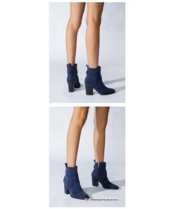 ショートブーツ | 大きいサイズ26.5cm レディース 上品 ブーツ 秋冬 春 チャンキーヒール 太ヒール ハイヒール サイドファスナー 大人 黒ブーツ ポインテッドトゥ