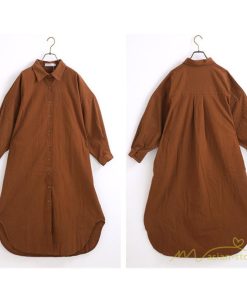 ワンピース | 長袖ロングシャツ20代30代 羽織り 無地 秋物 レディース ロングミモレ丈 大人 綿シャツ ワンピース ママ カジュアル 40代50代