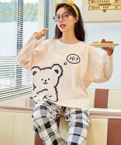 パジャマ　ルームウェア | ルームウェア パジャマ レディース 長袖 春秋 長袖 長ズボン 上下セット セットアップ 寝巻き 部屋着 ナイトウェア ズボン Tシャツ かわいい ボトムス 柔らかい