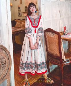 マキシ | ワンピース 夏 レディース リゾート きれいめ 夏ワンピ ファッション エスニック 幾何学柄 ウエストゴム レトロ サマーワンピース ロング 海外旅行 上品 夏服