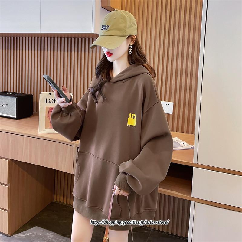 パーカー | レディース 秋 長袖 体型カバー スウェット トレーナー プルオーバー 厚手 後ポケット外し可 トップス 50代 40代 春 30代 おしゃれ 20代 フード