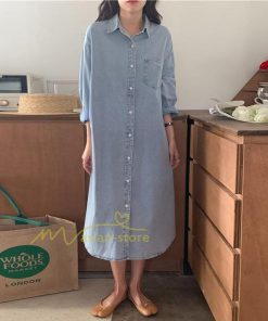 マキシ | ワンピース シャツワンピース ロングデニムシャツワンピース 韓国ファッション 20代30代40代50代 着回し 通勤通学 上品 着痩せ お出かけ 激売れ カジュアル