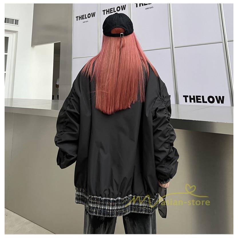 コート・ジャケット | ブルゾン レディース 秋 アウター ジャケット ジャンパー 上着 羽織り Oversize スタジャン メンズ 男女兼用 大きいサイズ 切り替え スタンドカラー