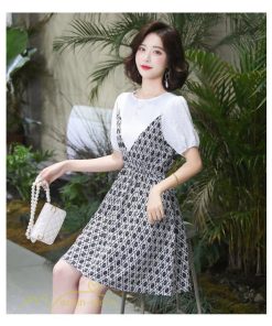ミディアム | ワンピース レディース 重ね着風 きれいめ 半袖 ミディアムワンピース 着痩せ シフォン カジュアル 大きいサイズ 膝丈 おしゃれ サマーワンピース 可愛い 上品