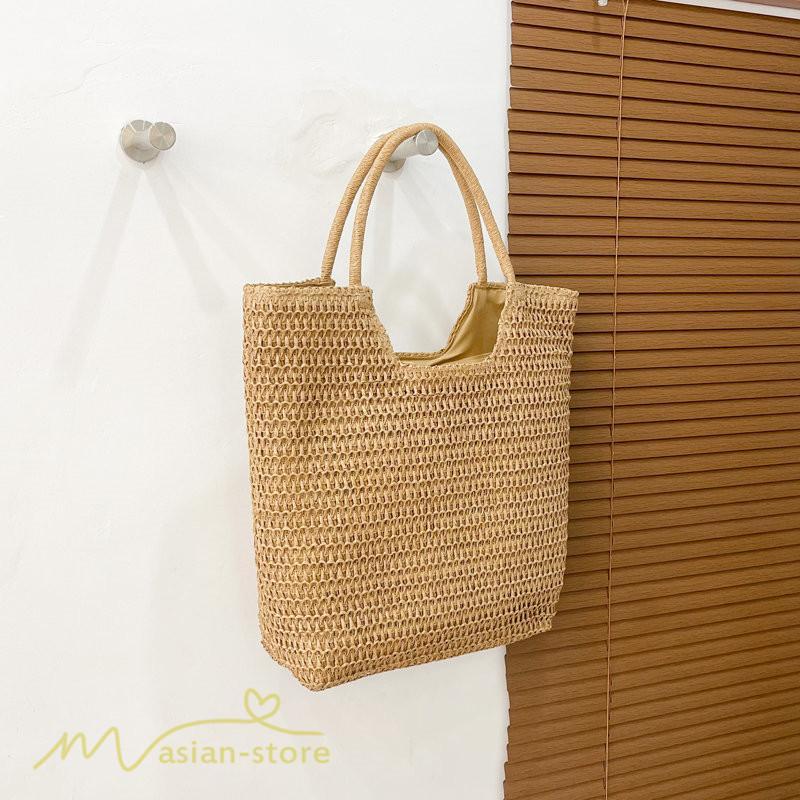 女性用バッグ | カゴバッグ ハンドバッグ ストローバッグ トートバッグ 夏バッグ 手持ち 大きめ 高級感 可愛い おしゃれ かごバッグ 夏 軽量 大容量 手提げ