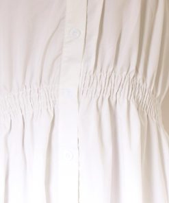 シャツ・ブラウス | レディース 春夏長袖 チュニックワンピ シャツブラウス 白 シャツワンピース ウエストマーク ミニワンピース