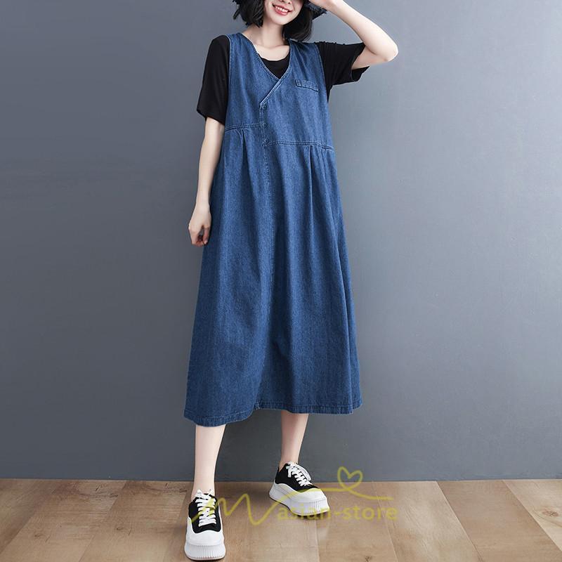 オーバーオール サロペット | デニム サロペット スカート オーバーオール ジャンパースカート レディース ワンピース 可愛い 夏秋 ロング オシャレ ポケット付き オールインワン