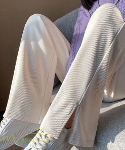 パンツ レギンス | パンツ マタニティウェア レディース マタニティパンツ ウエスト調整 着痩せ ゆったり ウエストゴム 裾口スリット ワイドパンツ 無地 秋 春 夏 きれいめ 上品