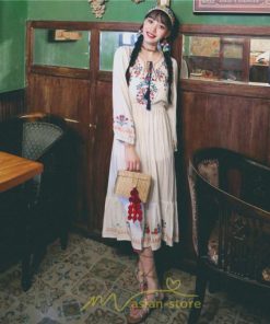 マキシ | ワンピース ロングワンピース エスニックワンピース コットン 花柄 刺繍 リゾートワンピース ワンピ 長袖 大人 夏 きれいめ フェミニン 秋 おしゃれ ゆったり