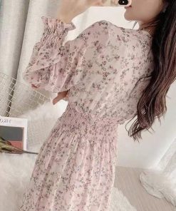 ワンピース | ウエストシャーリング花柄ロングワンピース