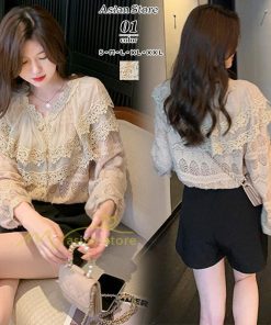 シャツ・ブラウス | ブラウス レディース きれいめ 40代 春秋新作 オシャレブラウス 無地シャツ 長袖トップス レースvネックブラウス 大人 50代 シャツ30代 ゆったり 通勤 夏物