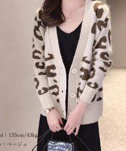 カーディガン | 長袖 レオパード柄 ゆったり ニットレディース カジュアル 羽織り おしゃれ ニットトップス ヒョウ柄 きれいめ