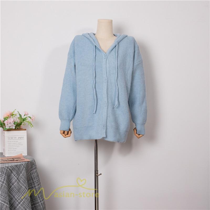 カーディガン | ニットニットパーカー セーター フード付き アウター 羽織り 秋冬 レディース トップス 通学通勤 ゆったり 7色 厚手 ニットアウター 20代40代