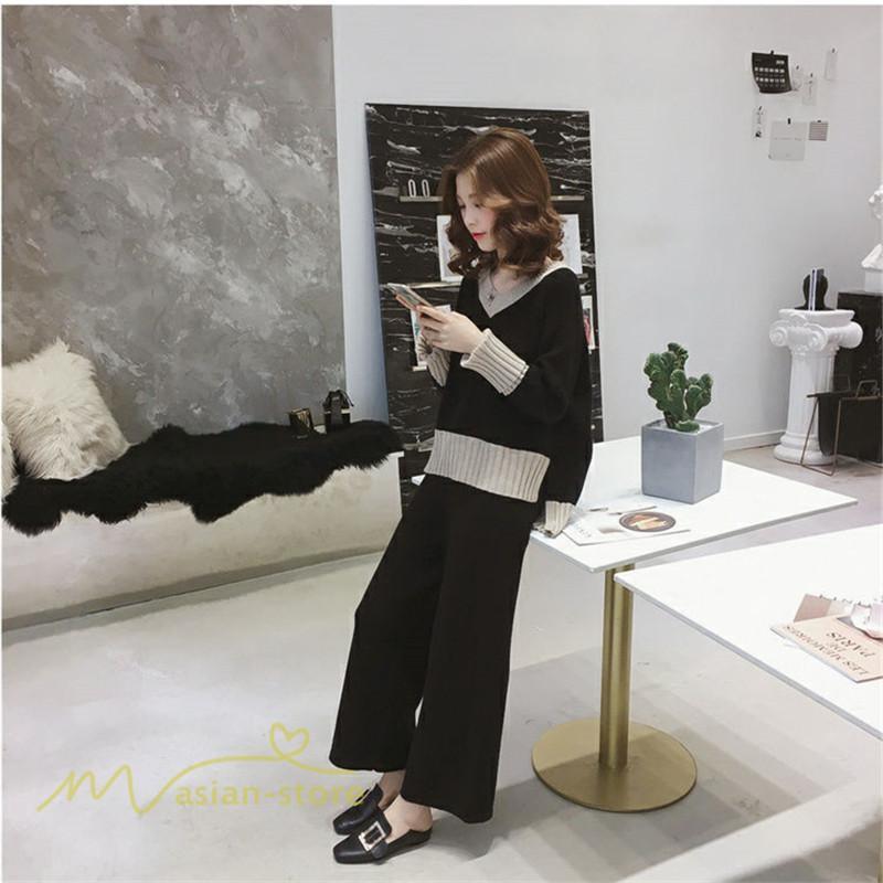 セットアップ | 2点セット ニットセーター レディース 秋 冬 長袖 セーター 上下セット かわいい 20代 30代 カジュアル 40代 ワイドパンツ 着痩せ 50代 新作