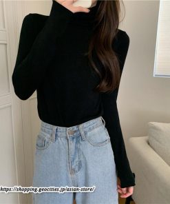 ニット・セーター | カットソー ニット レディース ハイネック 長袖 秋冬 春 トップス スリム ストレッチ インナー 無地 プルオーバー 通学通勤 長袖ニット 着痩せ 長袖カットソー