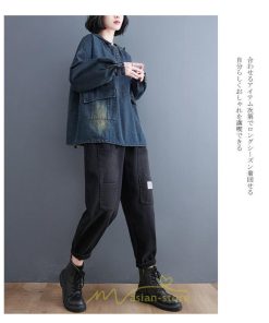 シャツ・ブラウス | デニムシャツ レディース長袖 トップス ブラウス ブルー 春 秋 カジュアル シャツ おしゃれ 可愛い マタニティ フード カジュアル 大きいサイズ 送料無料