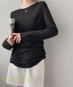 ｔシャツ・カットソー | Tシャツ Tシャツ レディース 無地 長袖 トップス カジュアルTシャツ おしゃれ クルーネック 秋服 夏秋 インナー 日常感 大きいサイズ 薄手 タック ゆったり 上品