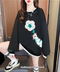 パーカー | トレーナー レディース 大きいサイズ 韓国 長袖 重ね着風 スウェット トップス 秋 冬 レイヤード風 切り替え 快適 楽ちん 着痩せ 秋服 重ね着 大人 送料無料