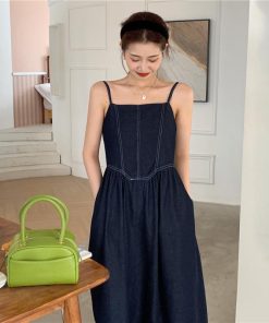 マキシ | デニムワンピース キャミソールワンピース ロングワンピース キャミワンピース レディース ワンピ 後ろゴム・キャザーデザイン 30代40代50代 可愛い 大人