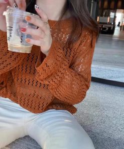 透かし編みトップス | 透かし編みニットレディースメッシュニット