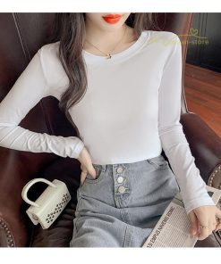 ｔシャツ・カットソー | インナーシャツ レディース ニット 長袖Tシャツ アンダーウェア スリム 肌着 女性用 トップス 長袖 無地 シンプル カジュアル 女性 ストレッチ トップス 2021