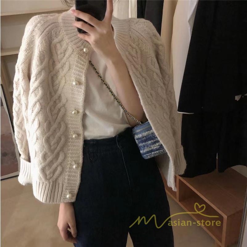 カーディガン | ニットショート丈 アウター レディース 羽織り 無地 長袖 ライトアウター セーター 秋冬 ニット 可愛い 20代30代 通学通勤