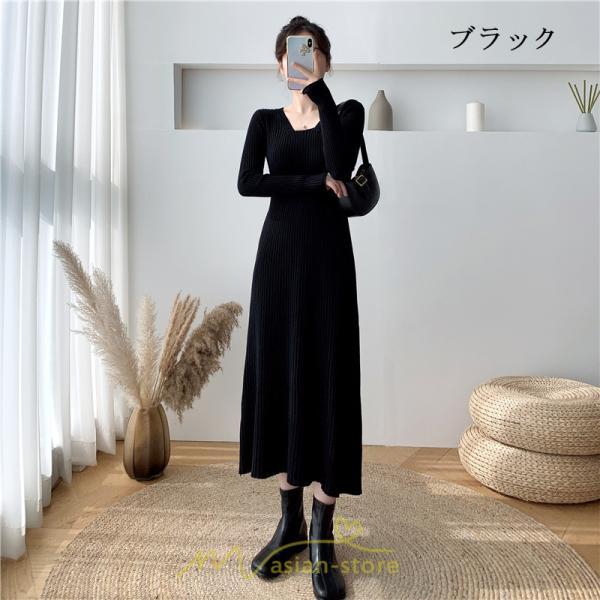 ニットワンピース | ワンピース 秋 秋服 レディース ニット ロングワンピース ロング 長袖 冬 冬服 Aライン 着痩せ 大人上品 お出かけ デート エレガント 送料無料 20代30代40代