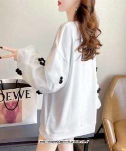 パーカー | スウェット トレーナー レディース トップス プルオーバー 長袖 パフスリーブ クルーネック 丸首 大きいサイズ 無地 秋冬 韓国 送料無料 おしゃれ