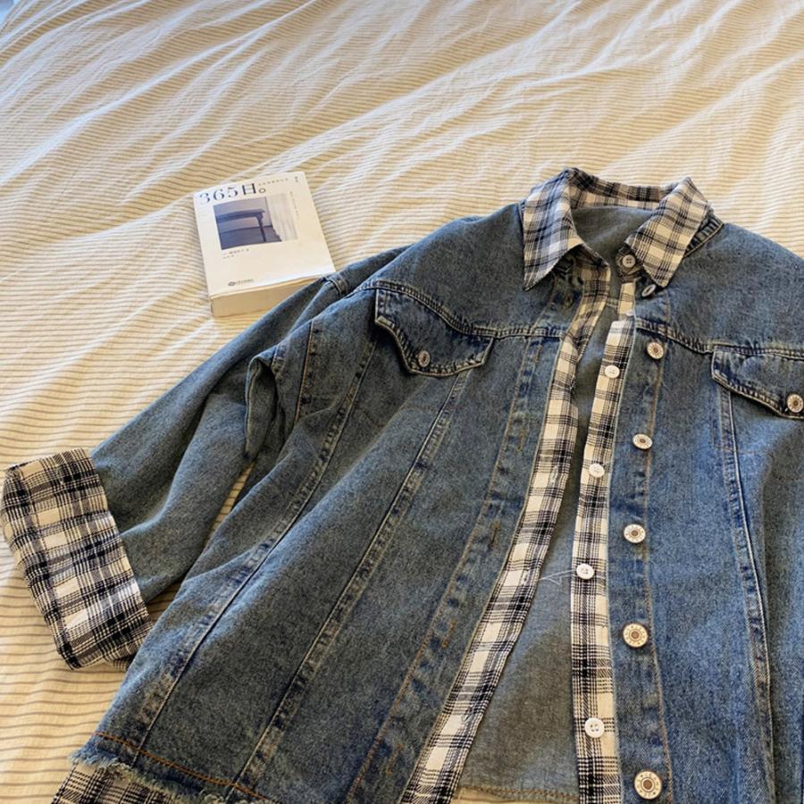 テーラードジャケット | ジャケット オーバーサイズ アウター 秋冬 レディース ドッキング デニム Gジャン